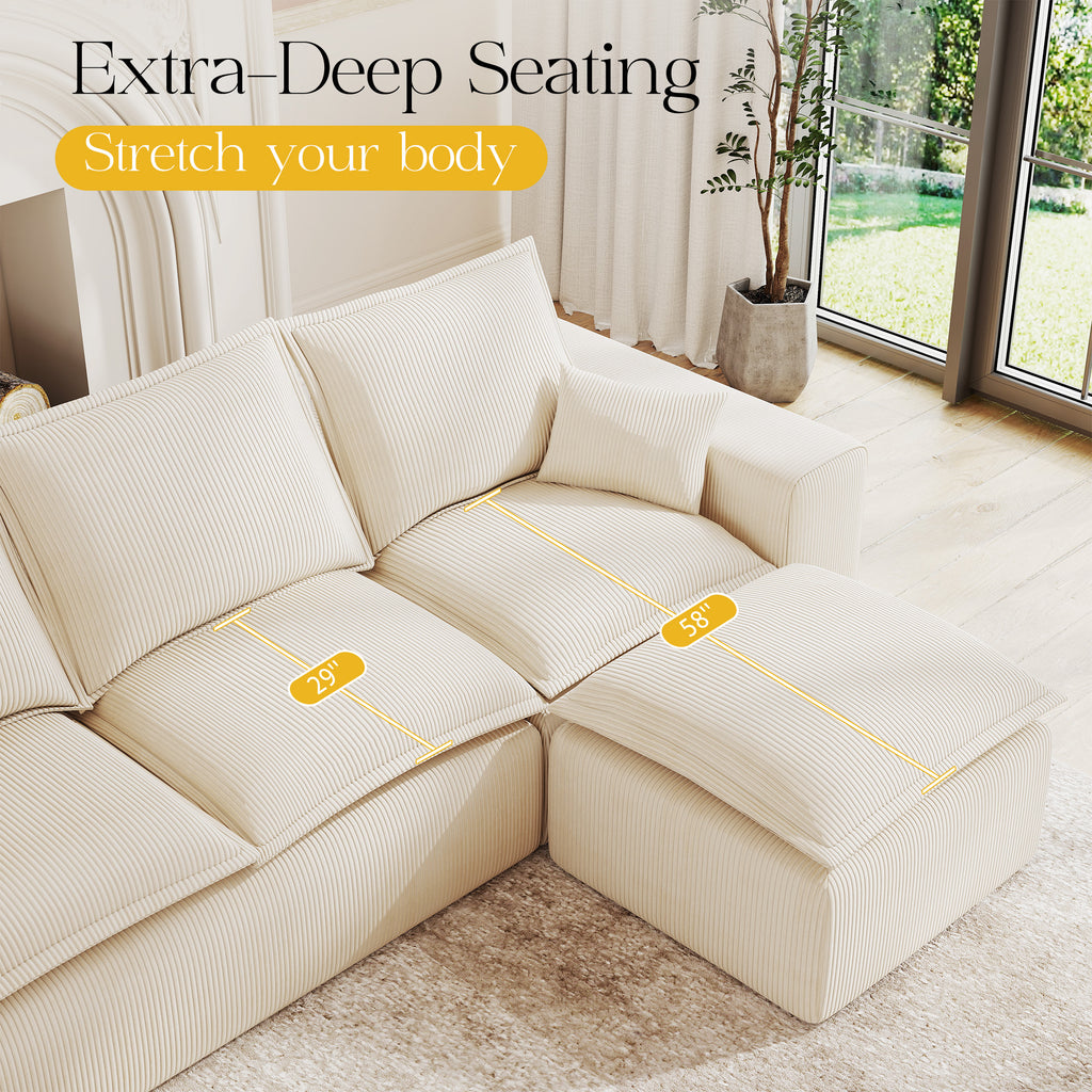 107" L Shaped Modular Sectional Couches for Living Room