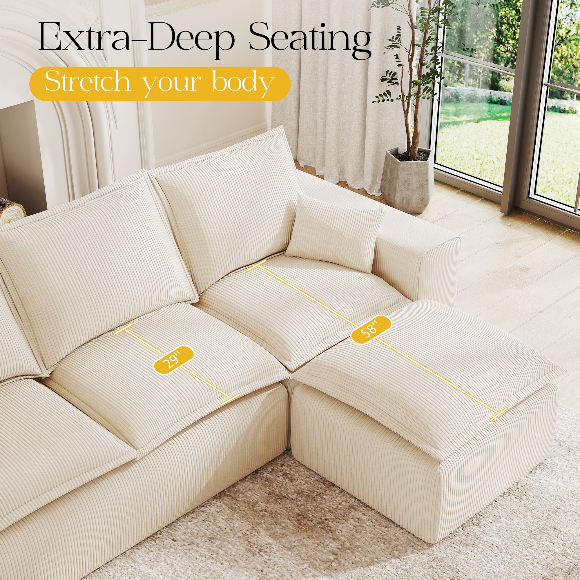 107" L Shaped Modular Sectional Couches for Living Room