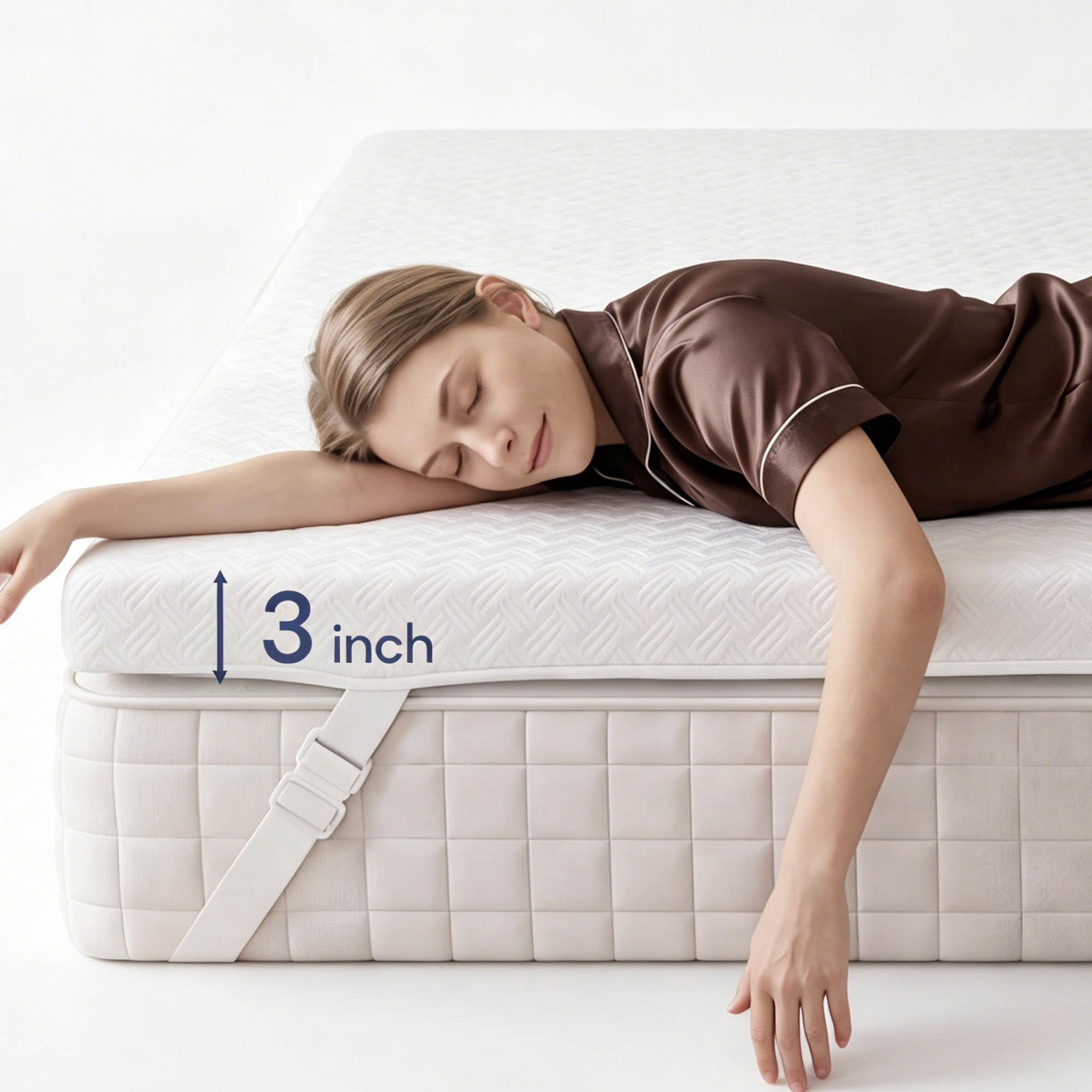 3 Inch Memory Foam Mattress Topper Cooling Bed Topper (with Removable & Washable Bamboo Cover)
