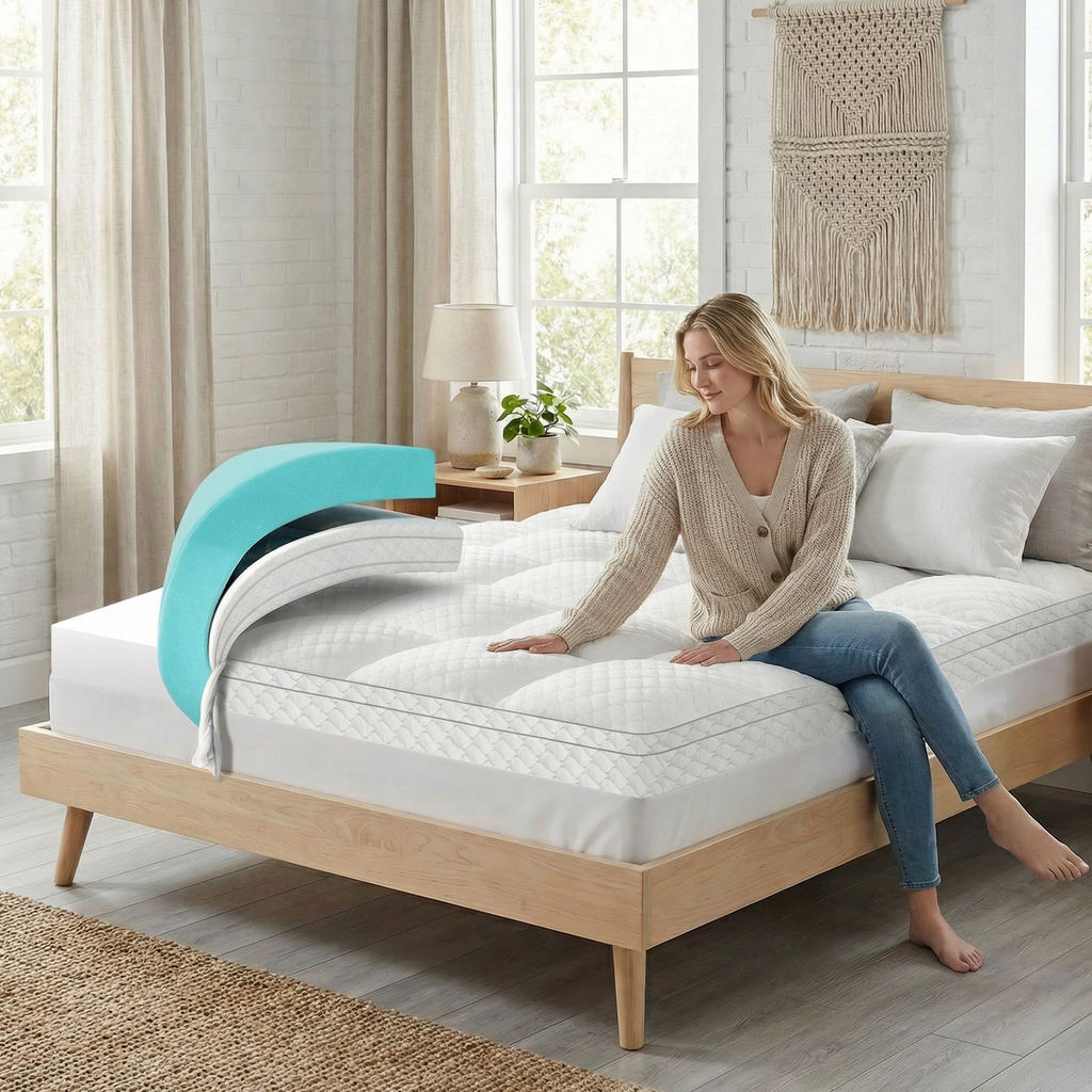 Dual Layer 3 Inch Mattress Topper Cooling Gel Memory Foam  Mattress Pad