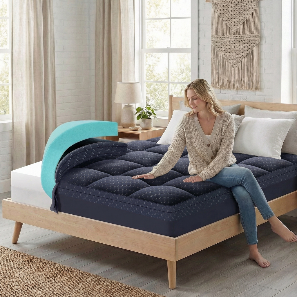 Dual Layer 3 Inch Mattress Topper Cooling Gel Memory Foam  Mattress Pad
