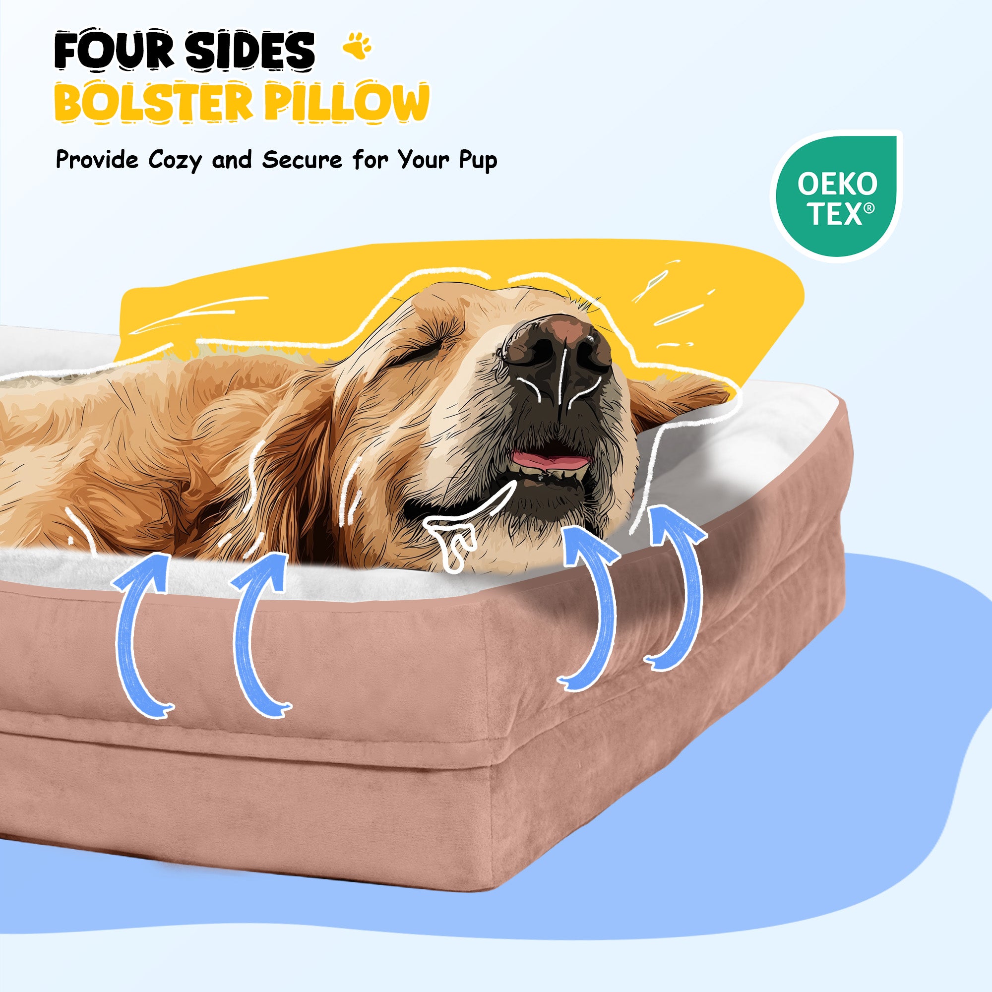 Solespit Large Orthopedic Dog Sofa Bed (Pink)