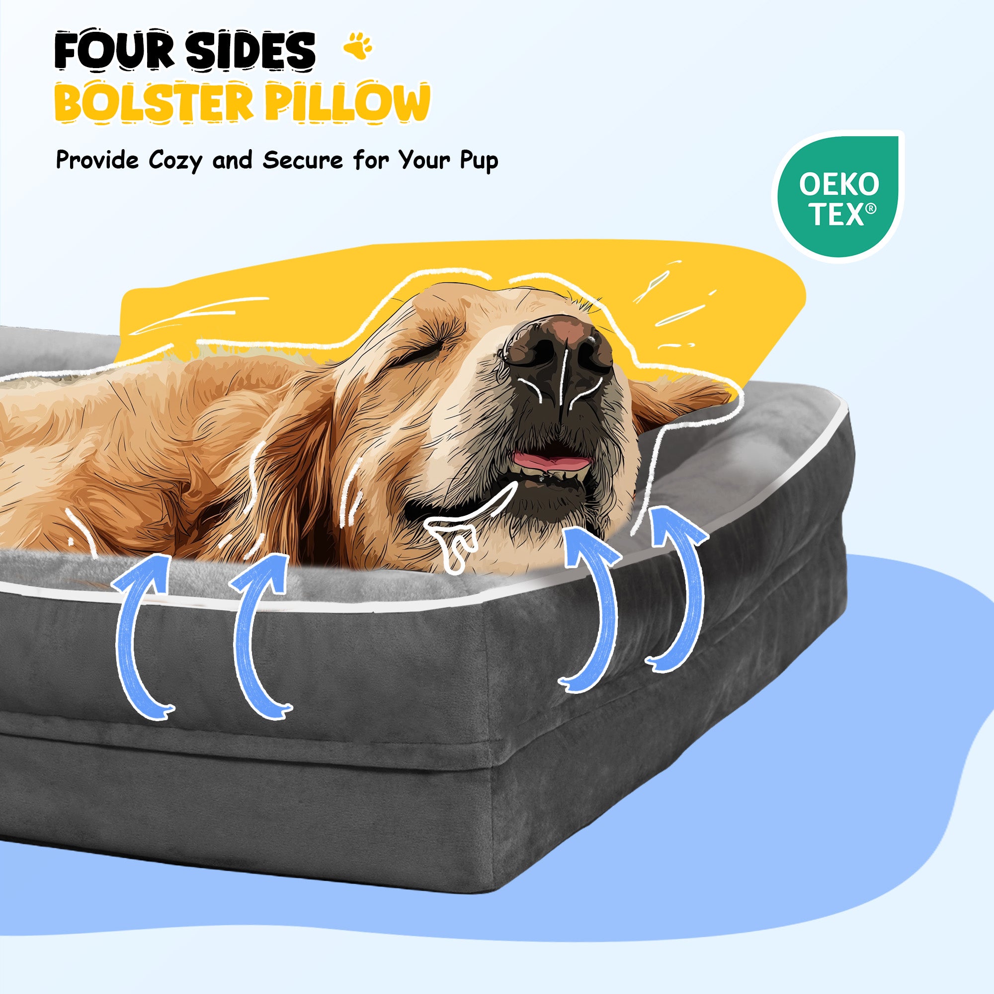 Solespit Large Orthopedic Dog Sofa Bed (Gray)