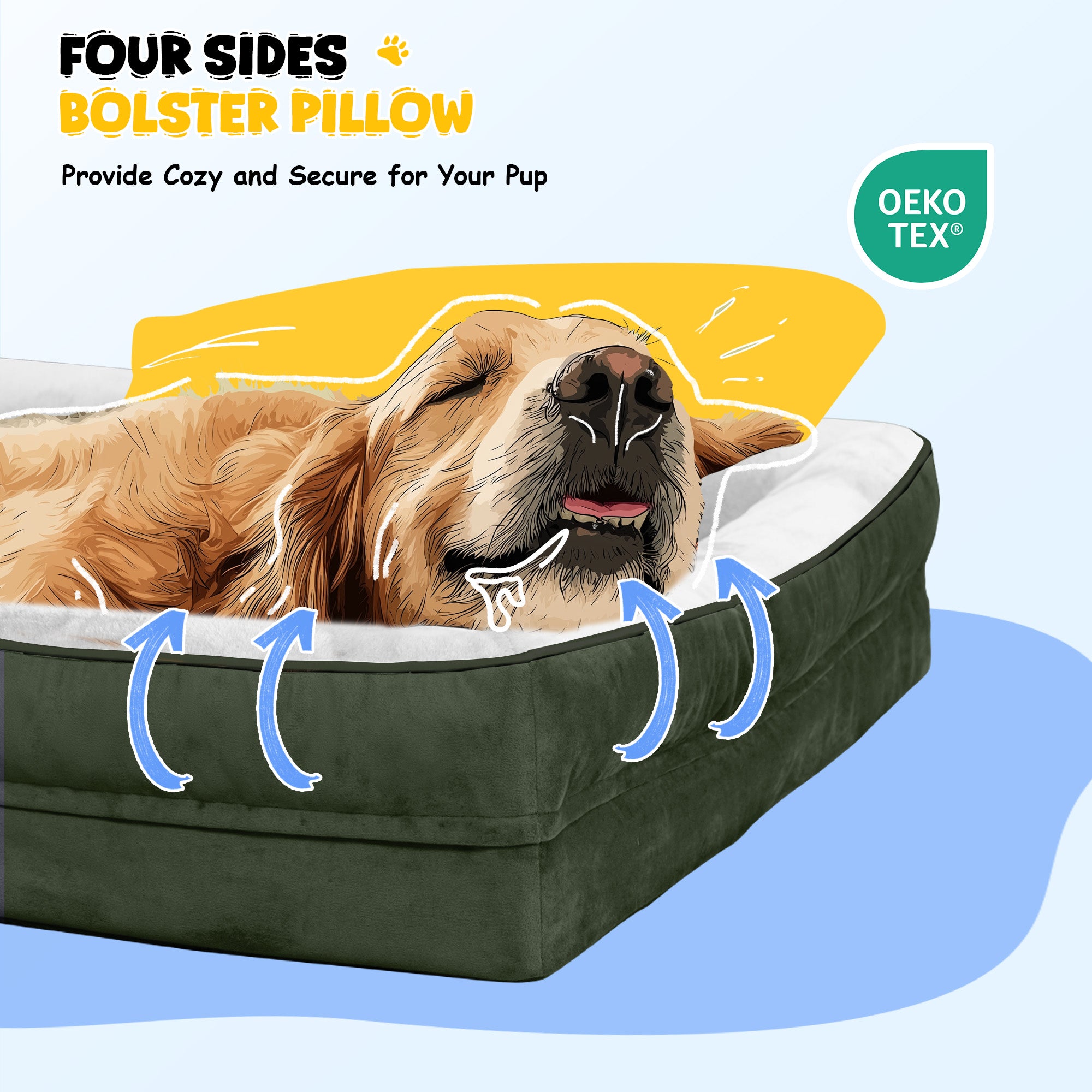 Solespit Large Orthopedic Dog Sofa Bed (Green)