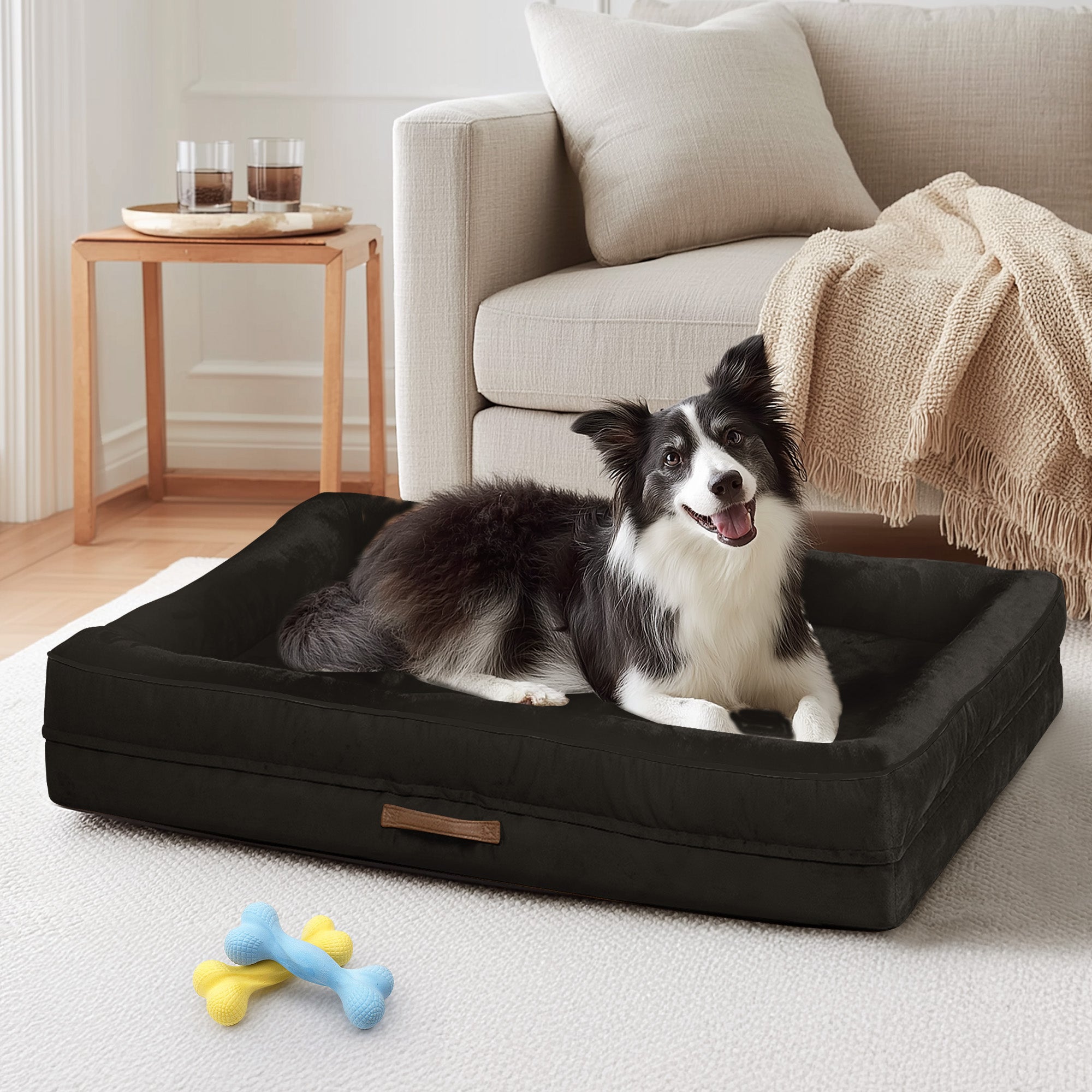 Solespit Large Orthopedic Dog Sofa Bed (Black)