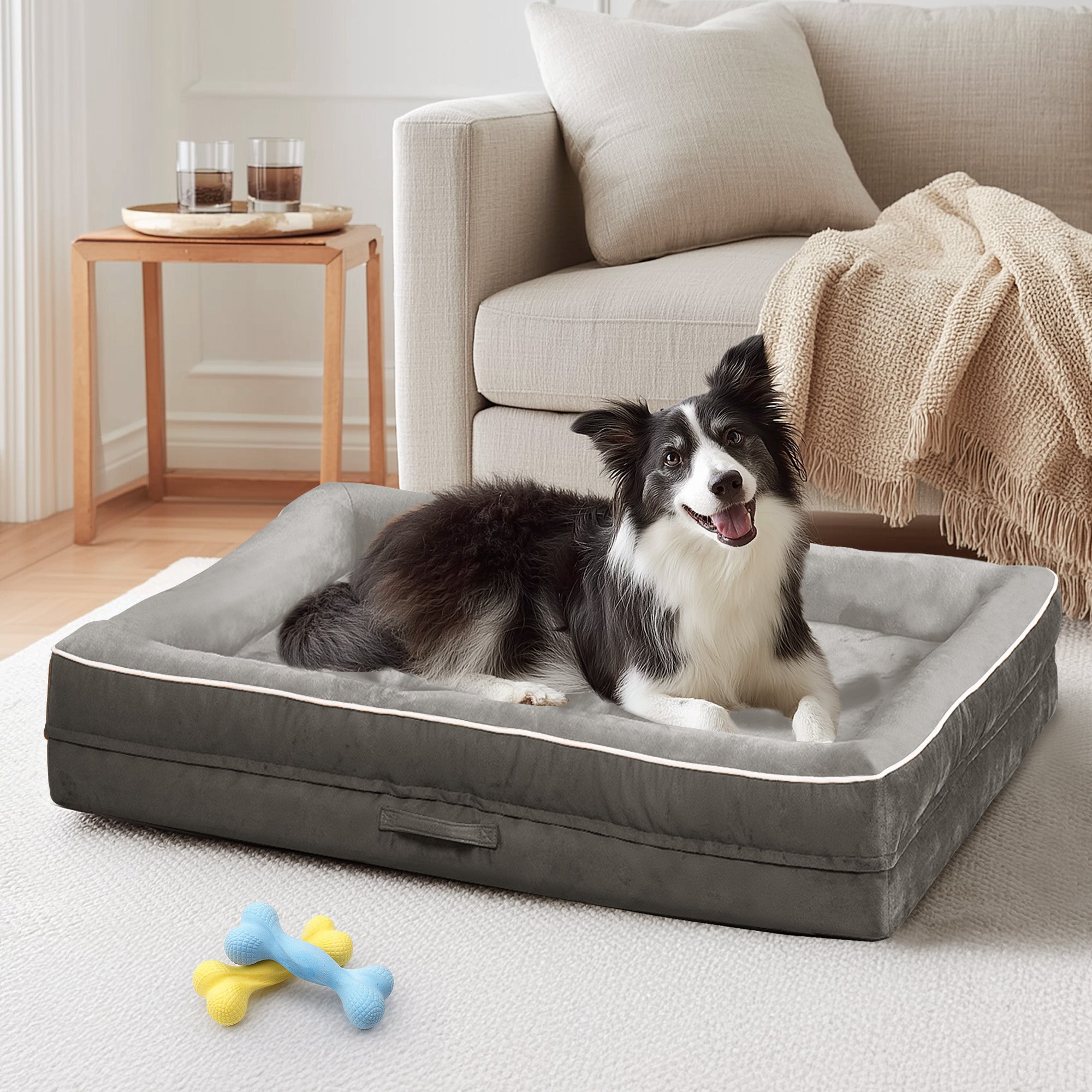 Solespit Large Orthopedic Dog Sofa Bed (Gray)