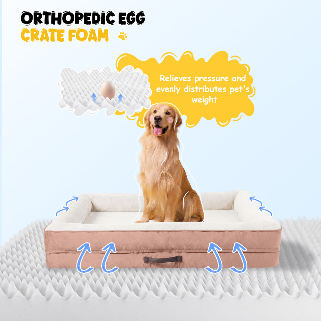 Solespit Large Orthopedic Dog Sofa Bed (Pink)