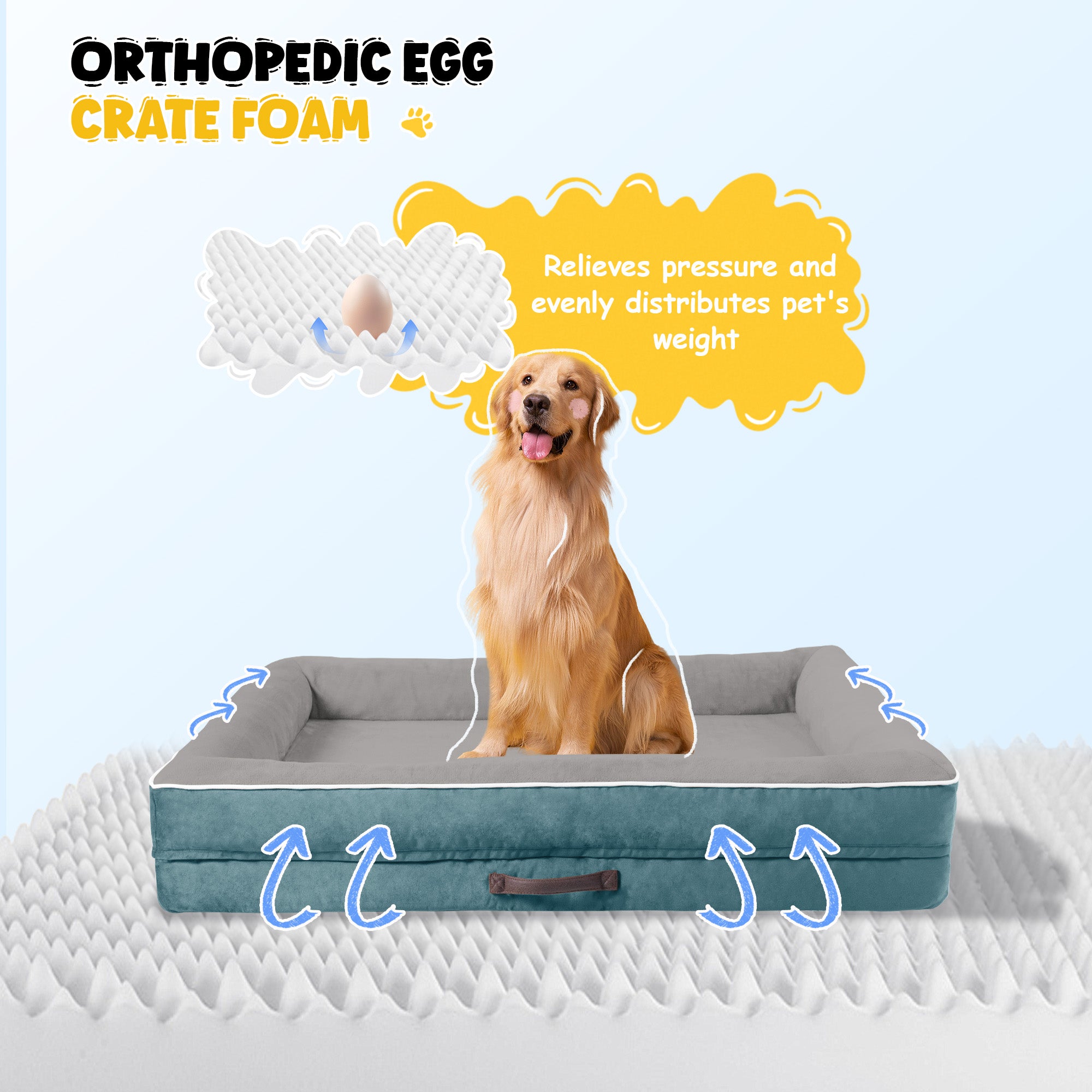 Solespit Large Orthopedic Dog Sofa Bed (Blue)