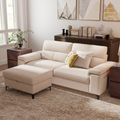 3 Seat Chenille Loveseat Sofa With Ottoman Couch Adjustable Armrest for Living Room