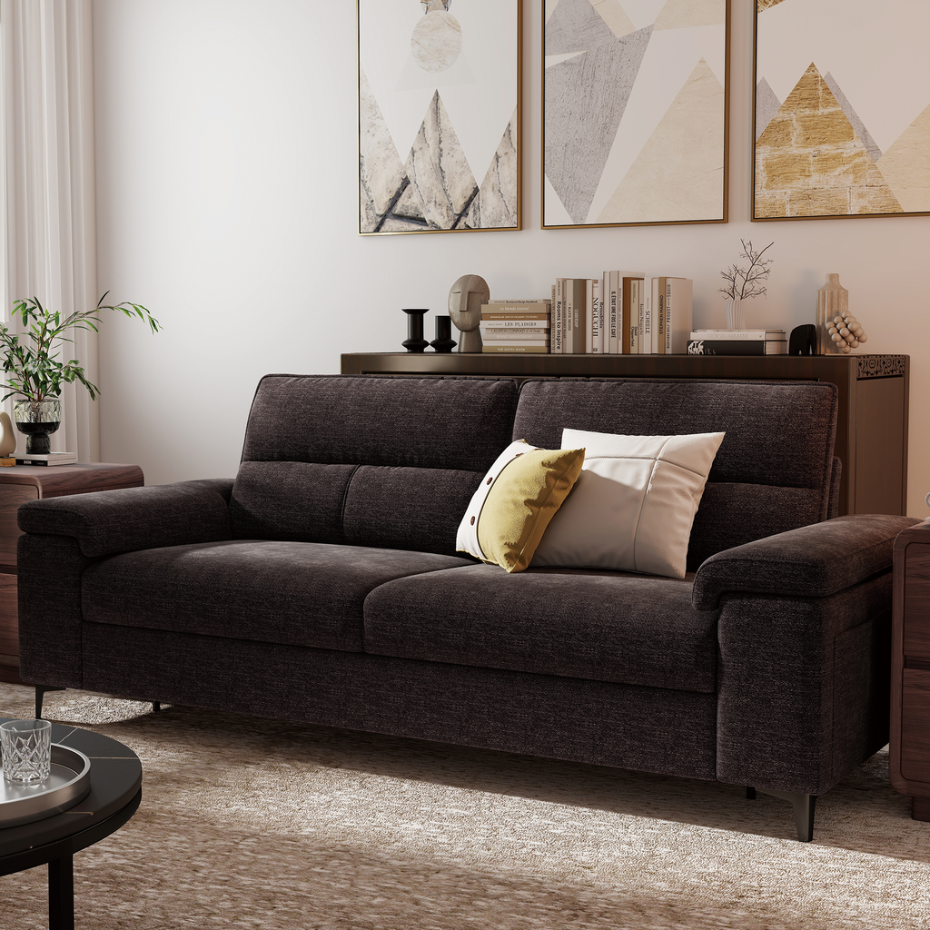 3 Seat Chenille Loveseat Sofa Couch Adjustable Armrest for Living Room