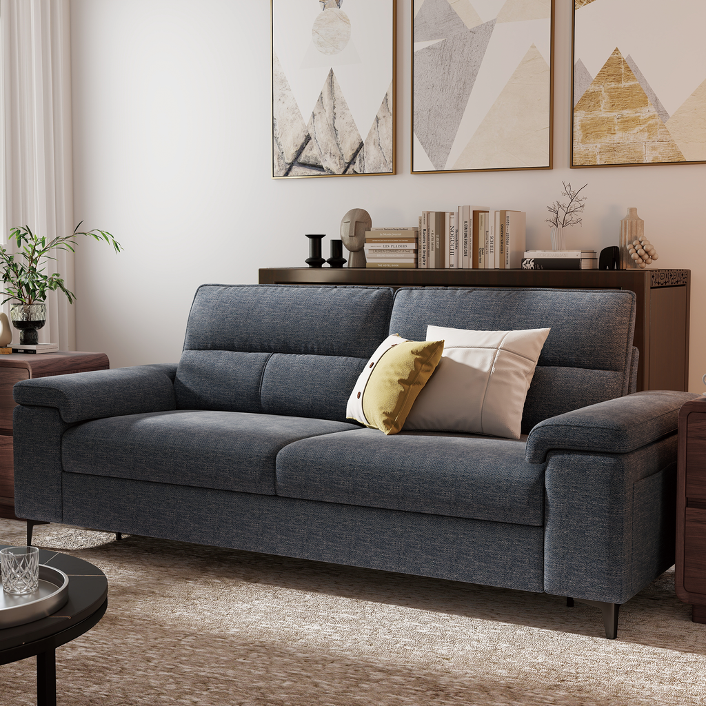 3 Seat Chenille Loveseat Sofa Couch Adjustable Armrest for Living Room