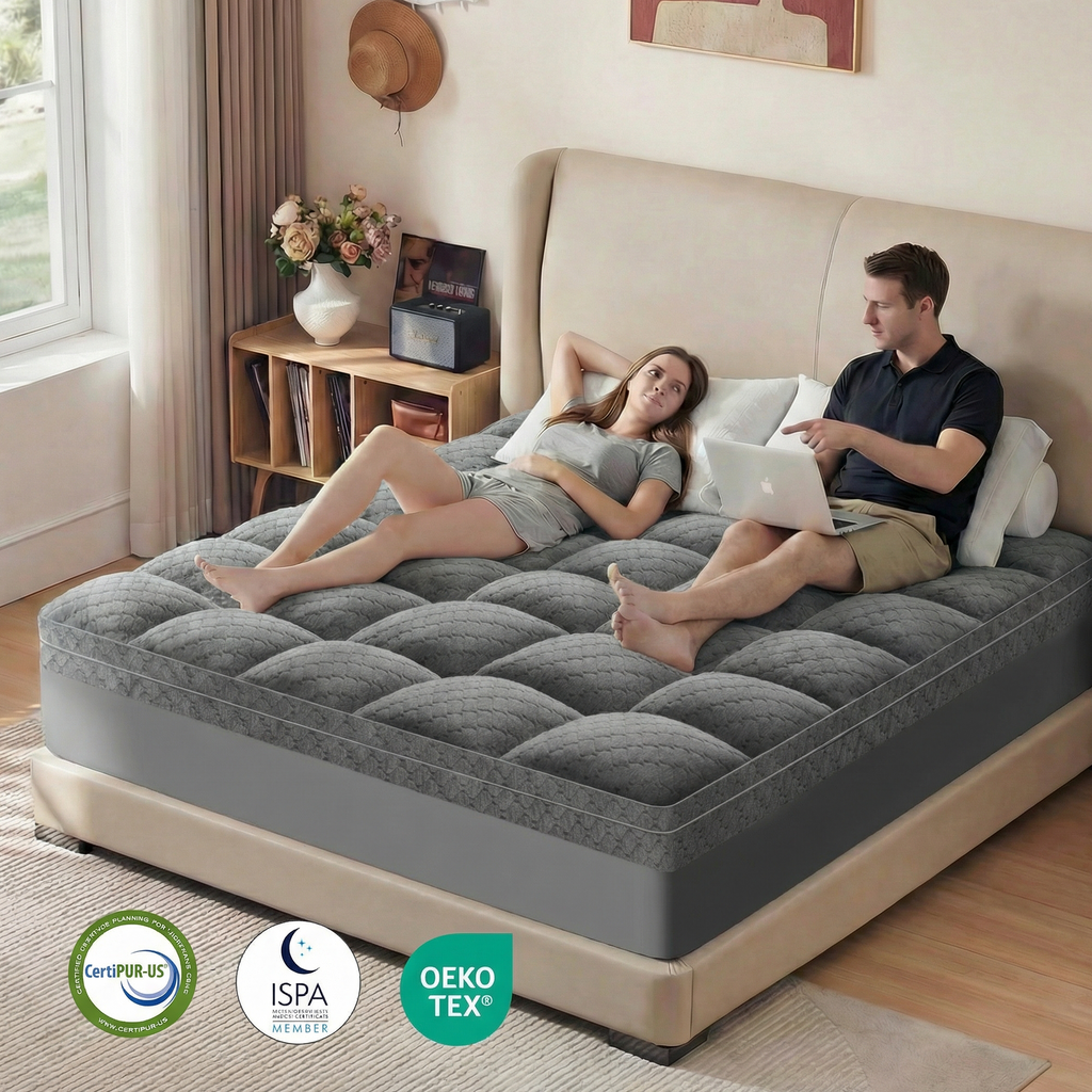 Dual Layer 3 Inch Mattress Topper Cooling Gel Memory Foam  Mattress Pad
