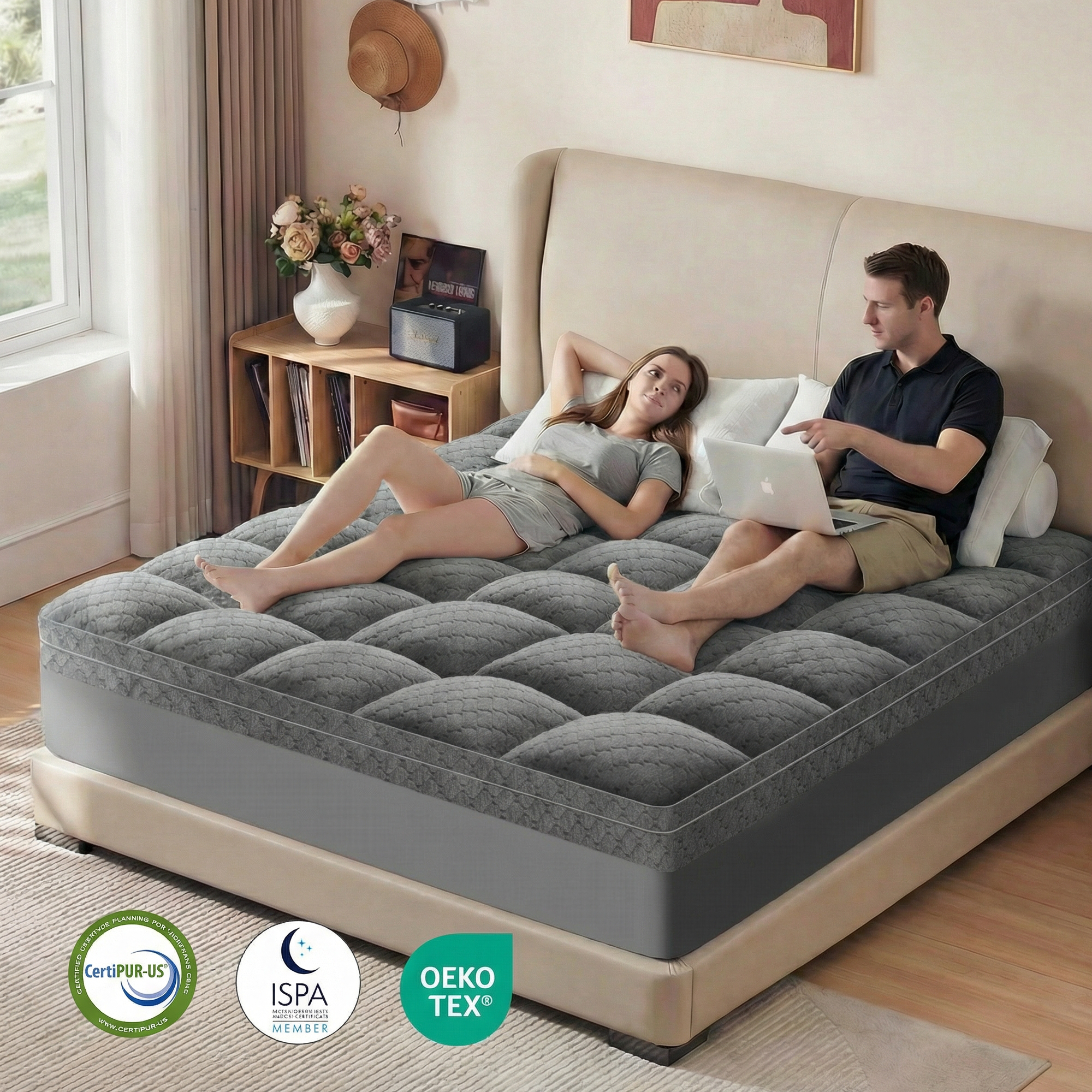 Dual Layer 3 Inch Mattress Topper Cooling Gel Memory Foam  Mattress Pad
