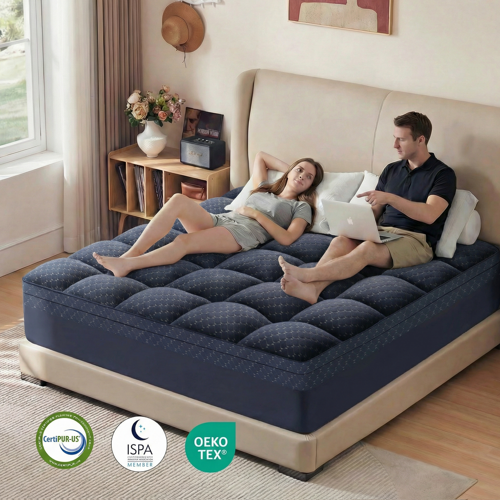 Dual Layer 3 Inch Mattress Topper Cooling Gel Memory Foam  Mattress Pad