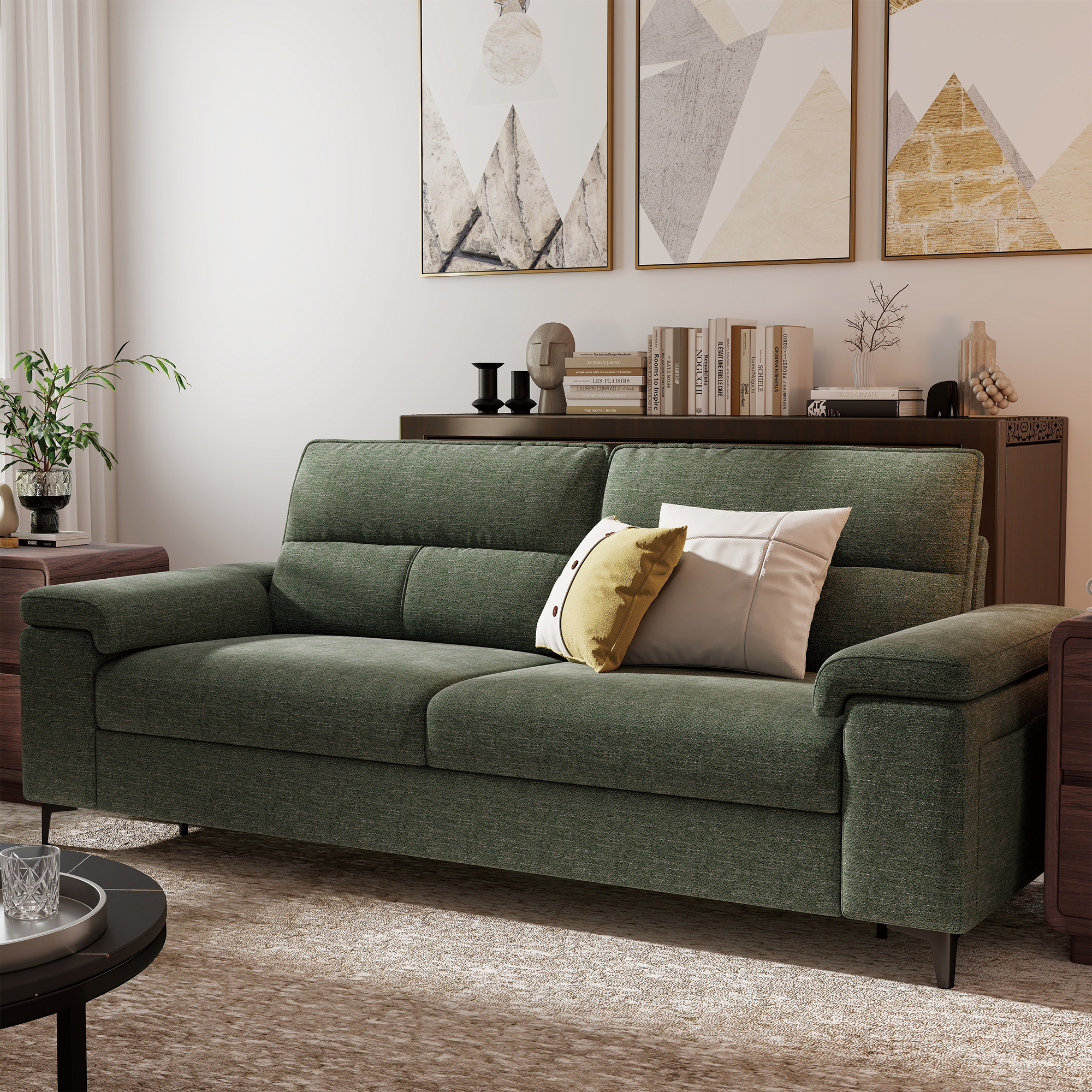 3 Seat Chenille Loveseat Sofa Couch Adjustable Armrest for Living Room