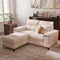 2 Seat Chenille Loveseat Sofa With Ottoman Couch Adjustable Armrest for Living Room