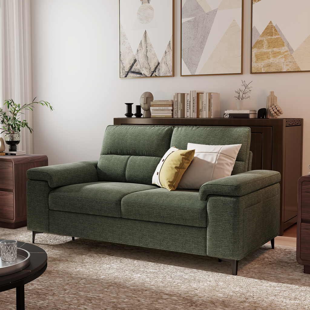 2 Seat Chenille Loveseat Sofa Couch Adjustable Armrest for Living Room
