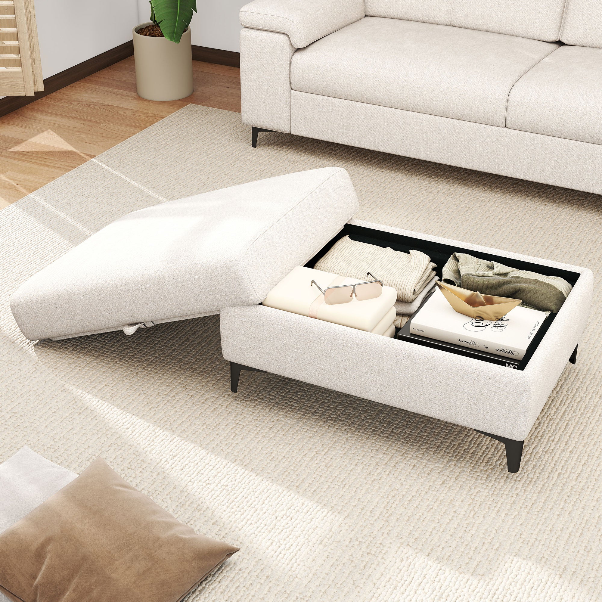 Modular Storage Ottoman for Sectional Sofa Loveseat Footrest