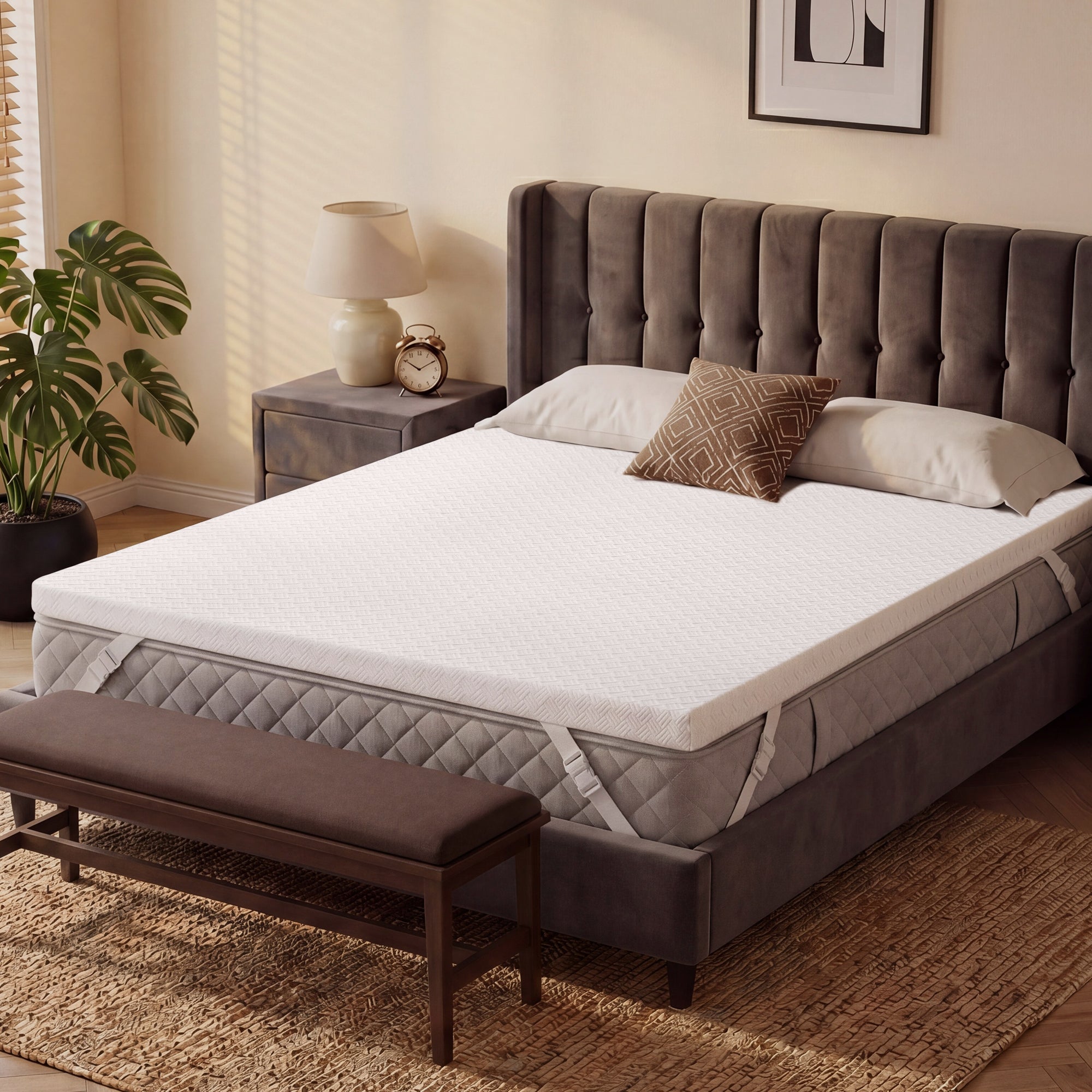 3 Inch Memory Foam Mattress Topper Cooling Bed Topper (with Removable & Washable Bamboo Cover)
