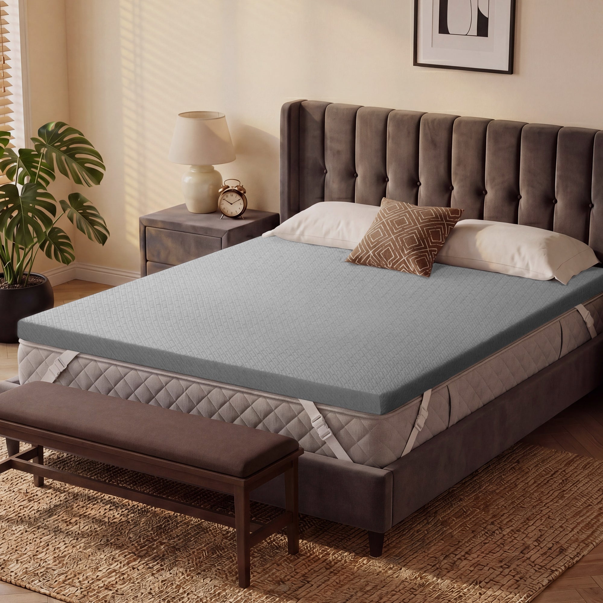 3 Inch Memory Foam Mattress Topper Cooling Bed Topper (with Removable & Washable Bamboo Cover)