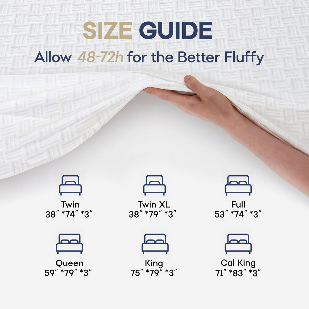 3 Inch Memory Foam Mattress Topper Cooling Bed Topper (with Removable & Washable Bamboo Cover)