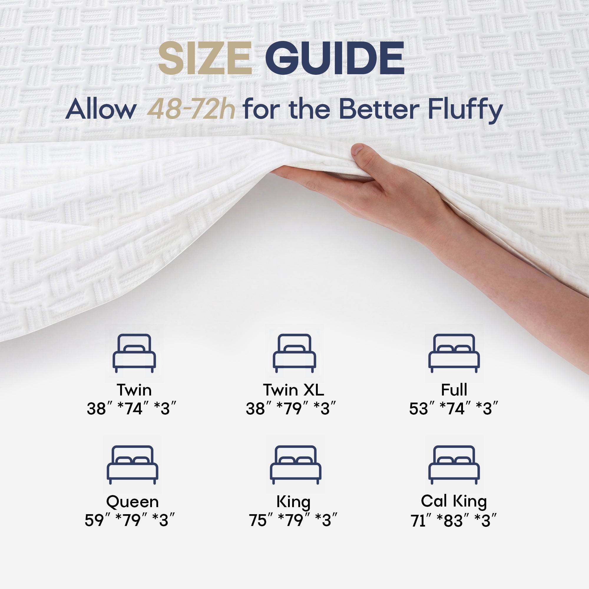 3 Inch Memory Foam Mattress Topper Cooling Bed Topper (with Removable & Washable Bamboo Cover)