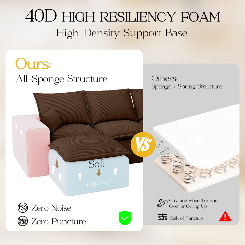 137”U Shaped Modular Sectional Sofa Corduroy for Living Room