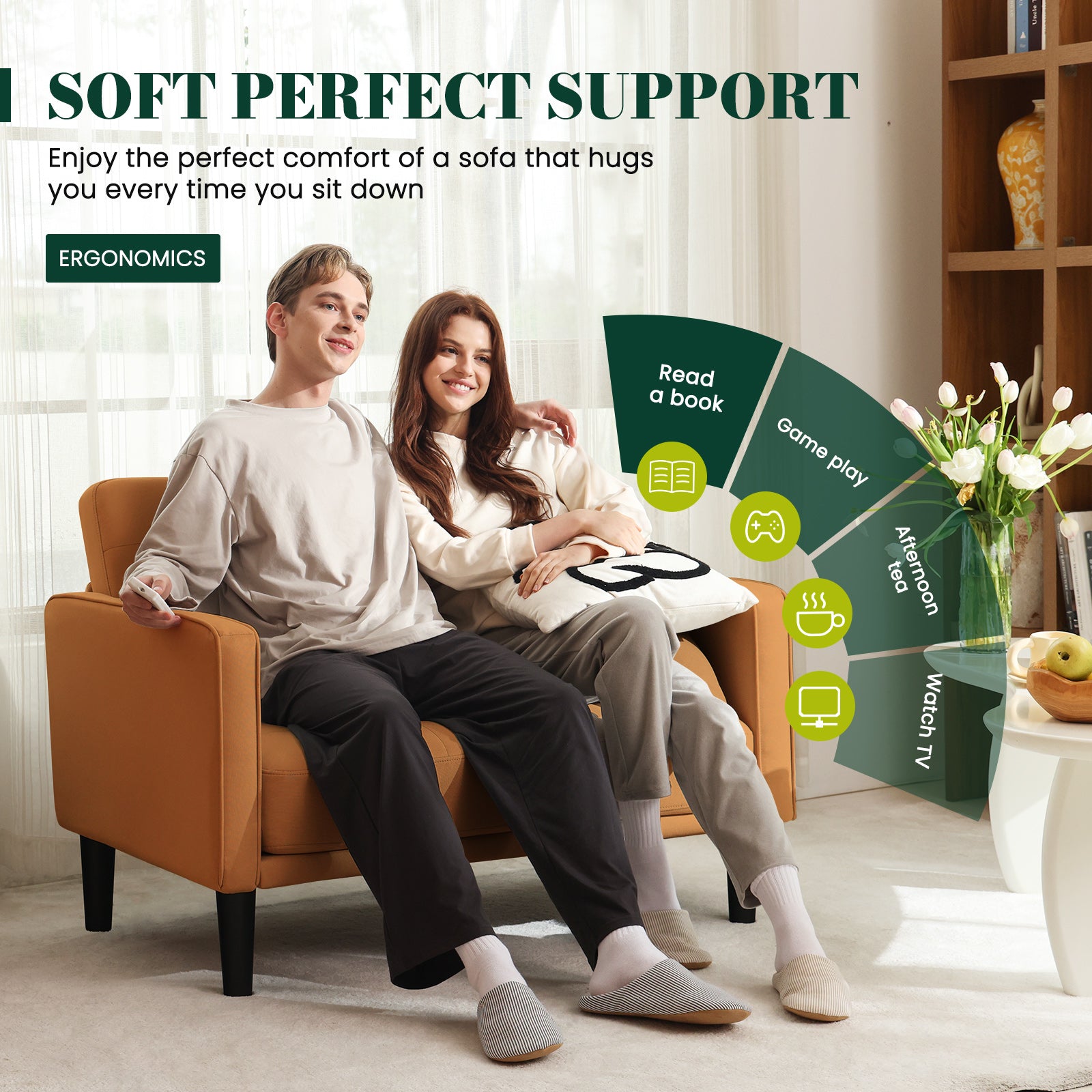 45" Comfy Loveseat Sofa for Small Spaces Small Couch with Removable Washable Cover