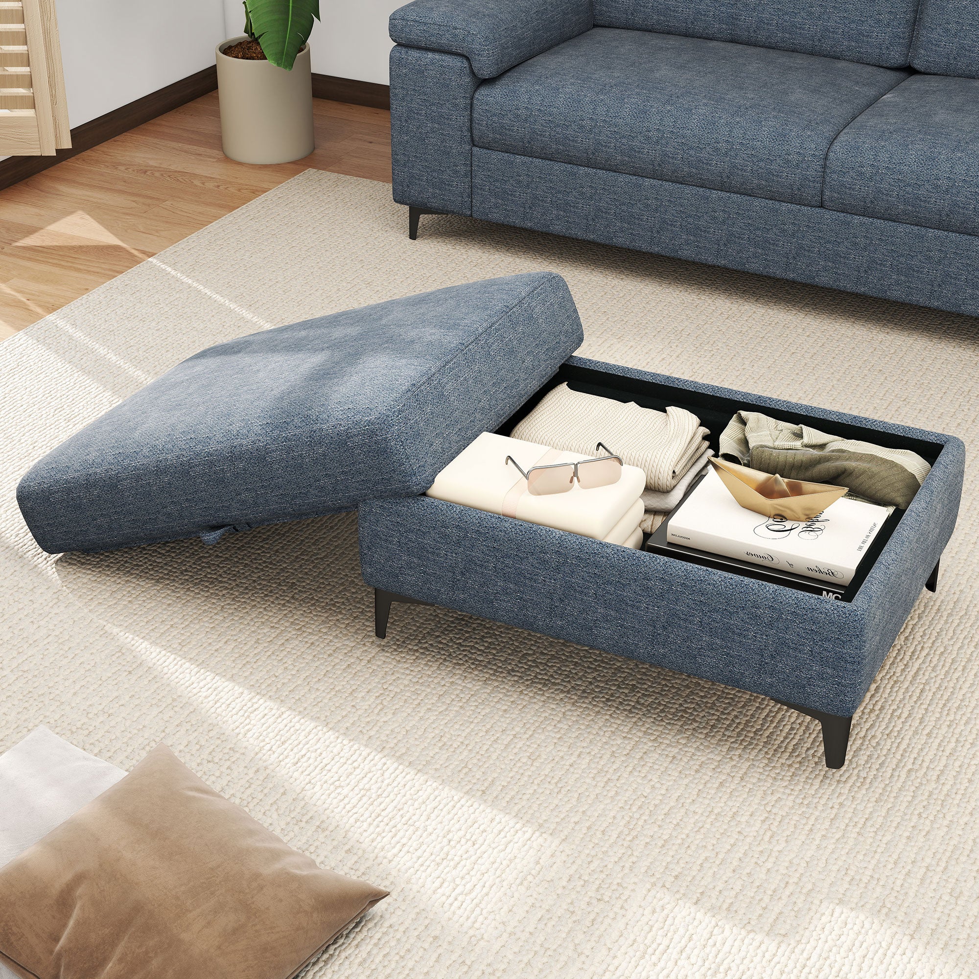 Modular Storage Ottoman for Sectional Sofa Loveseat Footrest
