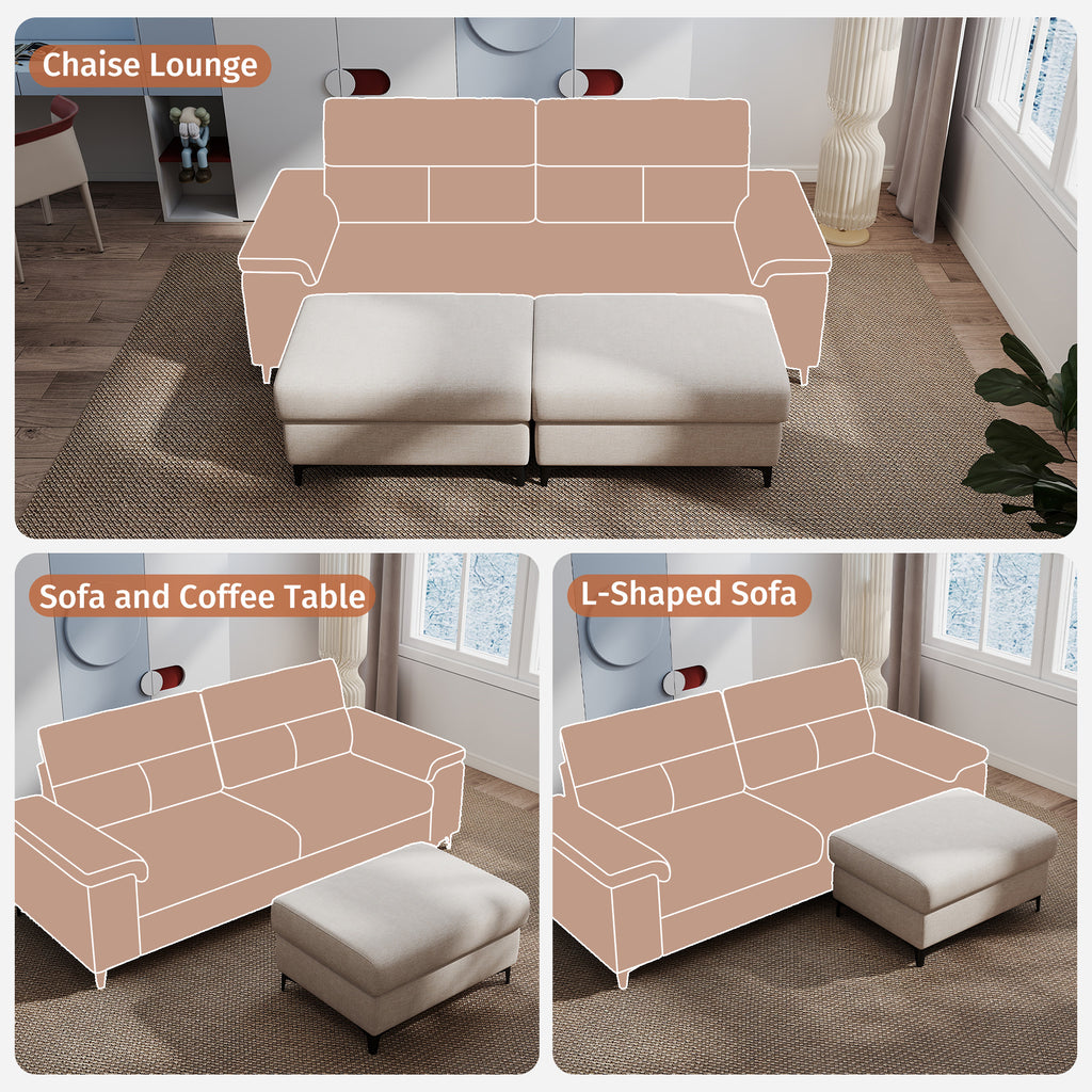 Modular Storage Ottoman for Sectional Sofa Loveseat Footrest