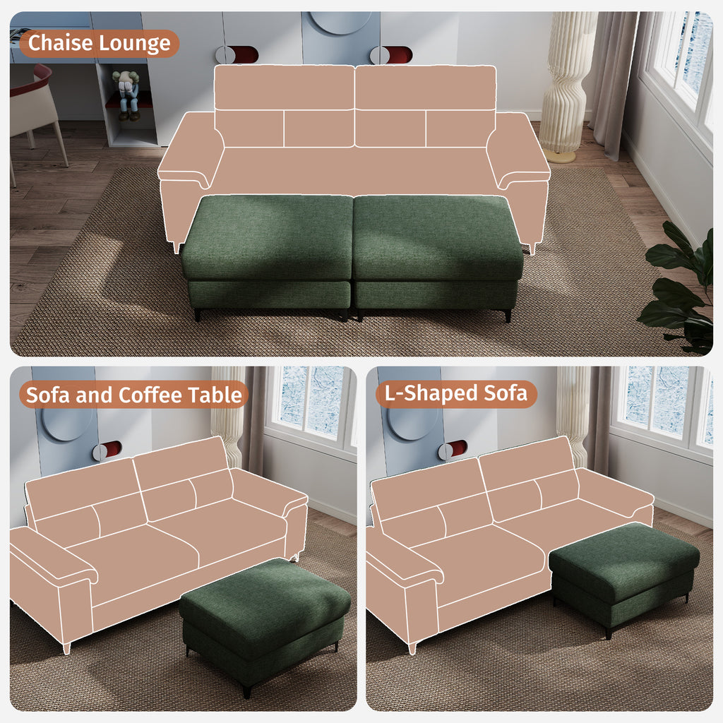 Modular Storage Ottoman for Sectional Sofa Loveseat Footrest