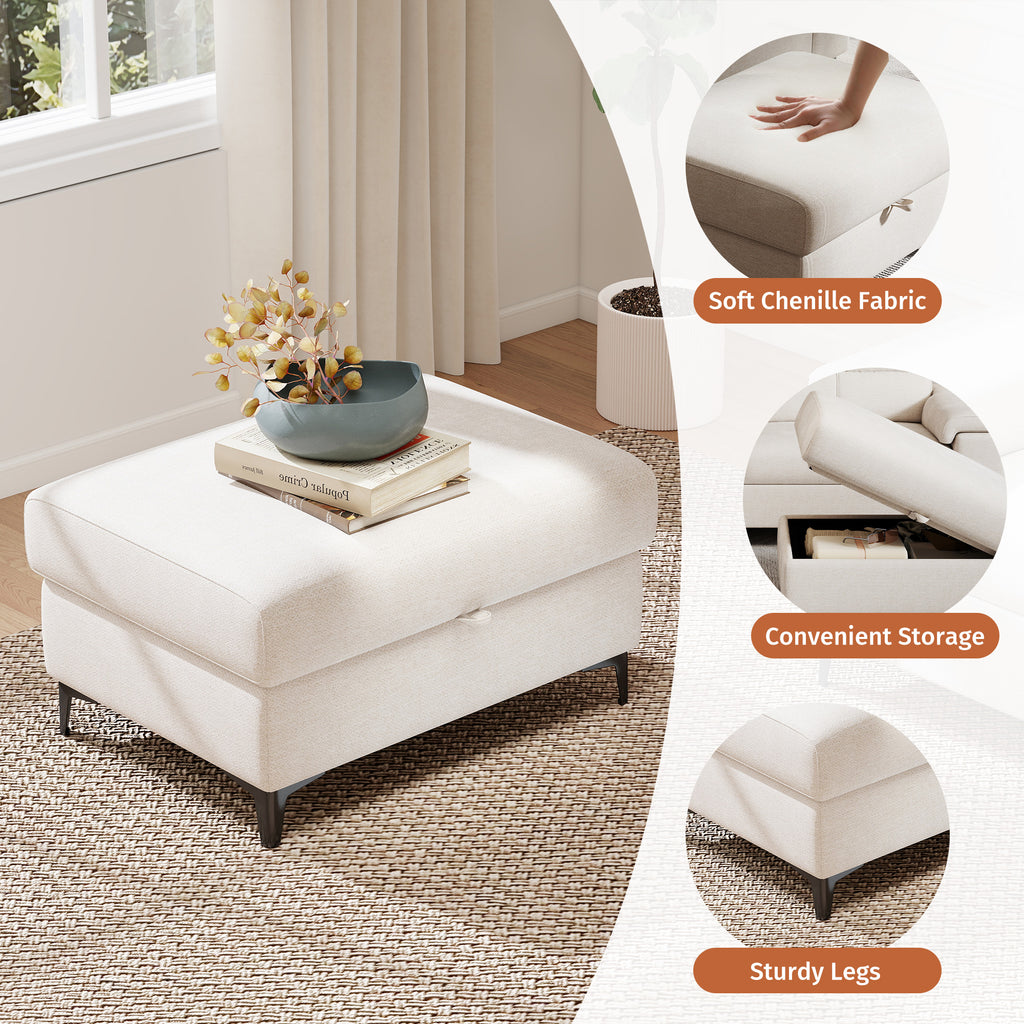 Modular Storage Ottoman for Sectional Sofa Loveseat Footrest