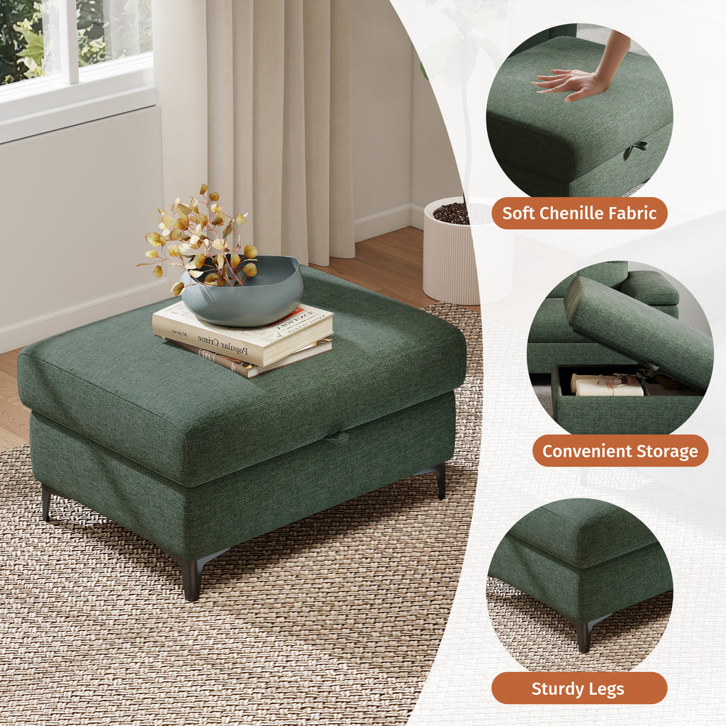 Modular Storage Ottoman for Sectional Sofa Loveseat Footrest