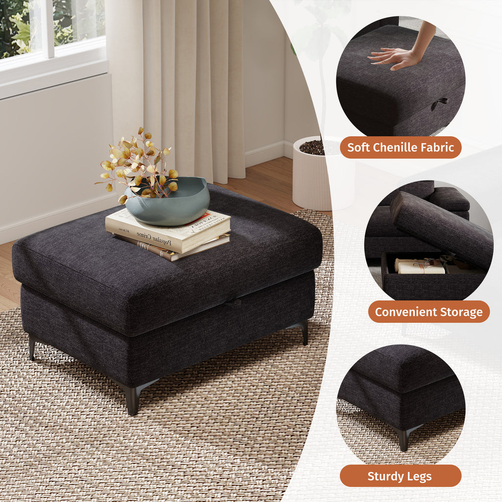Modular Storage Ottoman for Sectional Sofa Loveseat Footrest