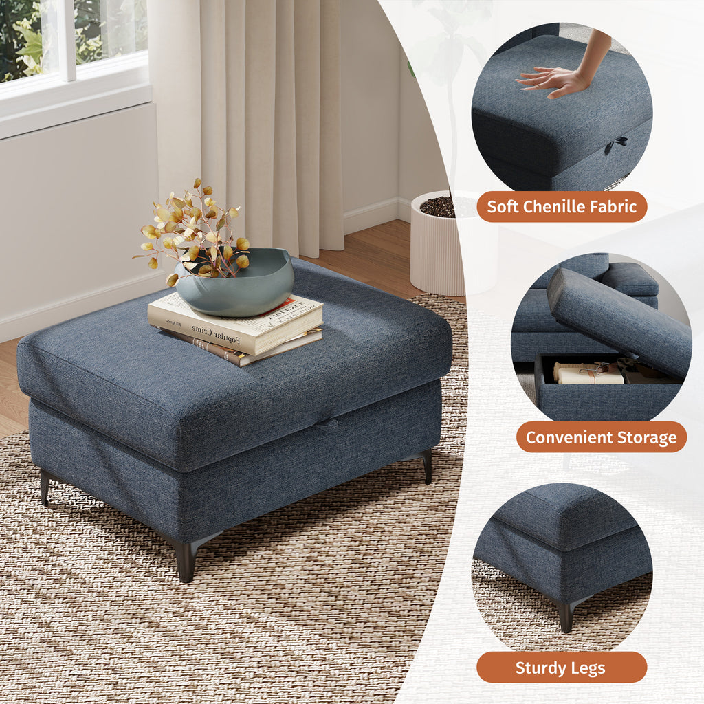 Modular Storage Ottoman for Sectional Sofa Loveseat Footrest