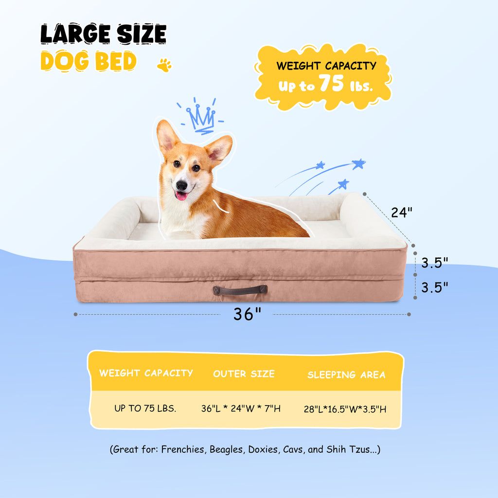 Solespit Large Orthopedic Dog Sofa Bed (Pink)