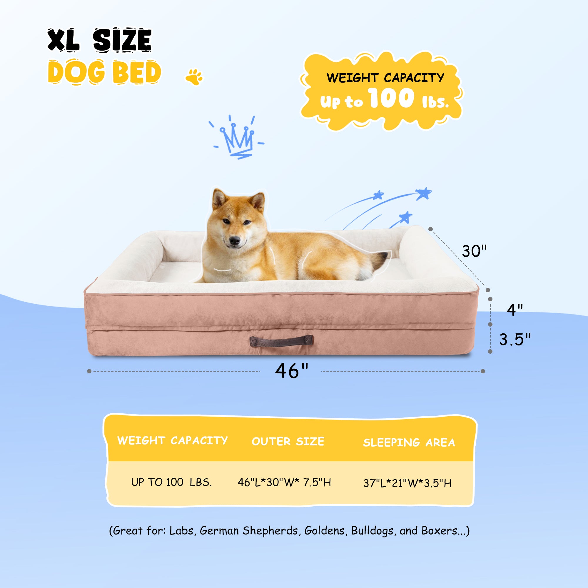 Solespit Large Orthopedic Dog Sofa Bed (Pink)