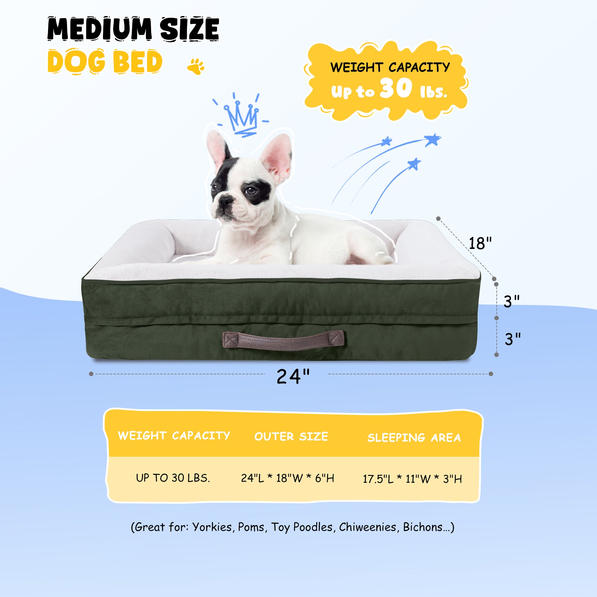 Solespit Large Orthopedic Dog Sofa Bed (Green)